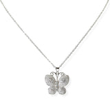 105466, BUTTERFLY CUBIC ZIRCONIA PENDANT NECKLACE