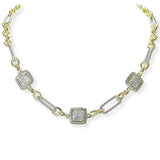 105469, 14K GOLD PLATED, MICRO PAVE CUBIC ZIRCONIA ACCENT DESIGNER INSPIRED NECKLACE