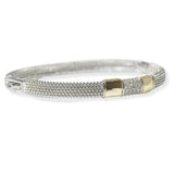 105477, 14K GOLD PLATED, MICRO PAVE CUBIC ZIRCONIA ACCENT DESIGNER INSPIRED BANGLE BRACELET