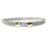 105477, 14K GOLD PLATED, MICRO PAVE CUBIC ZIRCONIA ACCENT DESIGNER INSPIRED BANGLE BRACELET