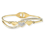 105482, PAVE HEART CRYSTAL RHINESTONE ACCENT STAINLESS STEEL MID OPEN BRACELET