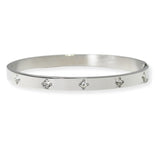 105484, CUBIC ZIRCONIA ACCENT STAINLESS STEEL BANGLE BRACELET