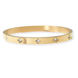105484, CUBIC ZIRCONIA ACCENT STAINLESS STEEL BANGLE BRACELET