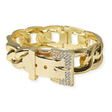 105489, BELT BUCKLE WITH CRYSTAL RHINESTONE ACCENT BANGLE BRACELET