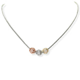 105493, TRIPLE BALL ORNAMENT CUBIC ZIRCONIA ACCENT DESIGNER INSPIRED NECKLACE