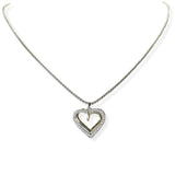 105495, CUTOUT HEART PAVE CUBIC ZIRCONIA ACCENT DESIGNER INSPIRED PENDANT NECKLACE