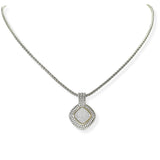 105498, GEOMETRIC MICRO PAVE CUBIC ZIRCONIA ACCENT DESIGNER INSPIRED PENDANT NECKLACE