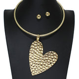 105502, HEART TEXTURED METAL CHOKER NECKLACE