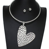105502, HEART TEXTURED METAL CHOKER NECKLACE