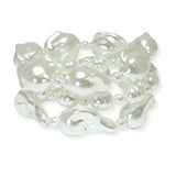 105520, FRESHWATER PEARL MULTI LAYERED STRETCH BRACELET