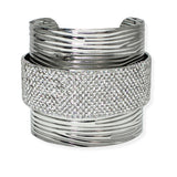 105523, CRYSTAL RHINESTONE ACCENT METAL CUFF BRACELET