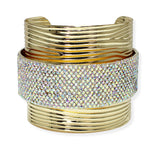 105523, CRYSTAL RHINESTONE ACCENT METAL CUFF BRACELET
