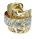 105523, CRYSTAL RHINESTONE ACCENT METAL CUFF BRACELET