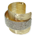 105523, CRYSTAL RHINESTONE ACCENT METAL CUFF BRACELET