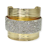 105523, CRYSTAL RHINESTONE ACCENT METAL CUFF BRACELET