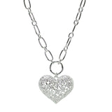 105526, FLORAL FILIGREE HEART PENDANT CHAIN NECKLACE