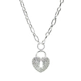 105532, PAVE HEART LOCK PENDANT NECKLACE