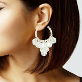 105535, FLOWER PETALS CHARMED ROUND HOOP EARRING