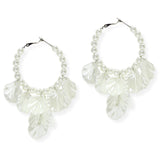 105535, FLOWER PETALS CHARMED ROUND HOOP EARRING