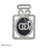 105550, DOUBLE RING ACCENT PERFUME BOTTLE CRYSTAL RHINESTONE PIN BROOCH