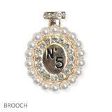 105555, PERFUME BOTTLE PEARL WITH CRYSTAL RHINESTONE PIN BROOCH