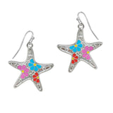 105559, STARFISH FLOWER ENAMEL ACCENT DANGLE EARRING