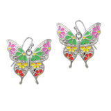 105560, BUTTERFLY FLOWER ENAMEL ACCENT DANGLE EARRING