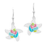 105563, STARFISH CRYSTAL RHINESTONE WITH ENAMEL DANGLE EARRING