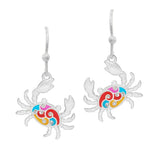 105564, CRAB CRYSTAL RHINESTONE WITH ENAMEL DANGLE EARRING
