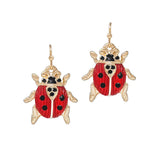105577, LADYBUG CRYSTAL RHINESTONE ACCENT DANGLE EARRING