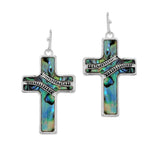 105579, CROSS ABALONE DANGLE EARRING