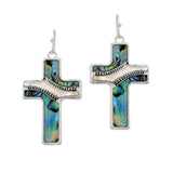 105579, CROSS ABALONE DANGLE EARRING