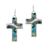 105579, CROSS ABALONE DANGLE EARRING
