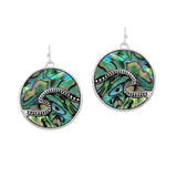 105580, OCEAN WAVE ROUND ABALONE DANGLE EARRING