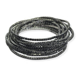 105581, 12 PIECES CRYSTAL RHINESTONE LINE MULTI LAYERED STRETCH BRACELET