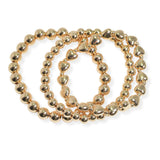 105584, HEART ACCENT BALL BEADED MULTI LAYERED STRETCH BRACELET