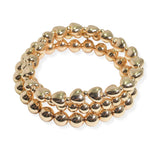 105584, HEART ACCENT BALL BEADED MULTI LAYERED STRETCH BRACELET