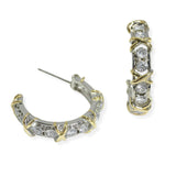 105588, X ACCENT CUBIC ZIRCONIA DESIGNER INSPIRED ROUND HOOP EARRING