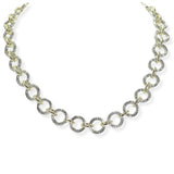 105593, 14K GOLD PLATED, TEXTURED ROUND ACCENT DESIGNER INSPIRED NECKLACE