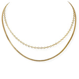 105596, GOLD DIPPED, DAINTY BRASS DOUBLE LAYERED CHAIN NECKLACE