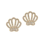 105622, SEASHELL CRYSTAL RHINESTONE STUD EARRING