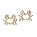 105623, CRAB CRYSTAL RHINESTONE STUD EARRING
