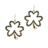 105624, CUTOUT CLOVER WITH CRYSTAL RHINESTONE ACCENT DANGLE EARRING