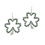105624, CUTOUT CLOVER WITH CRYSTAL RHINESTONE ACCENT DANGLE EARRING