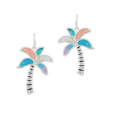 105627, PALM TREE ABSTRACT GLASS DANGLE EARRING