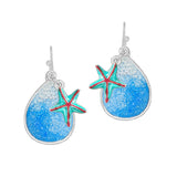 105631, STARFISH CHARM TEARDROP OCEAN DANGLE EARRING