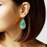 105641, PALM TREE TEARDROP LUCITE STONE DANGLE EARRING