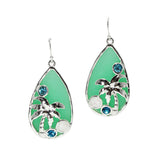 105641, PALM TREE TEARDROP LUCITE STONE DANGLE EARRING