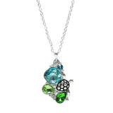 105642, SEA TURTLE WITH GEOMETRIC RHINESTONE ACCENT PENDANT NECKLACE