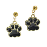 105666, GAMEDAY PAW STAINLESS STEEL DANGLE EARRING